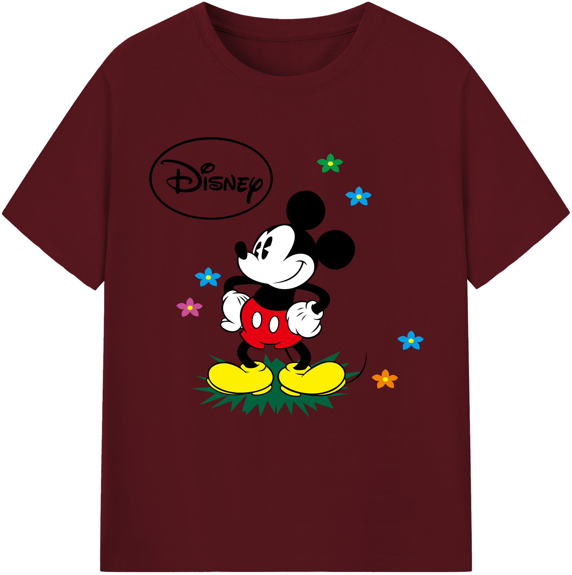 （画像用） ミッキーマウス Mickey Mouse 綿100％半袖Tシャツ（フロントプリント）